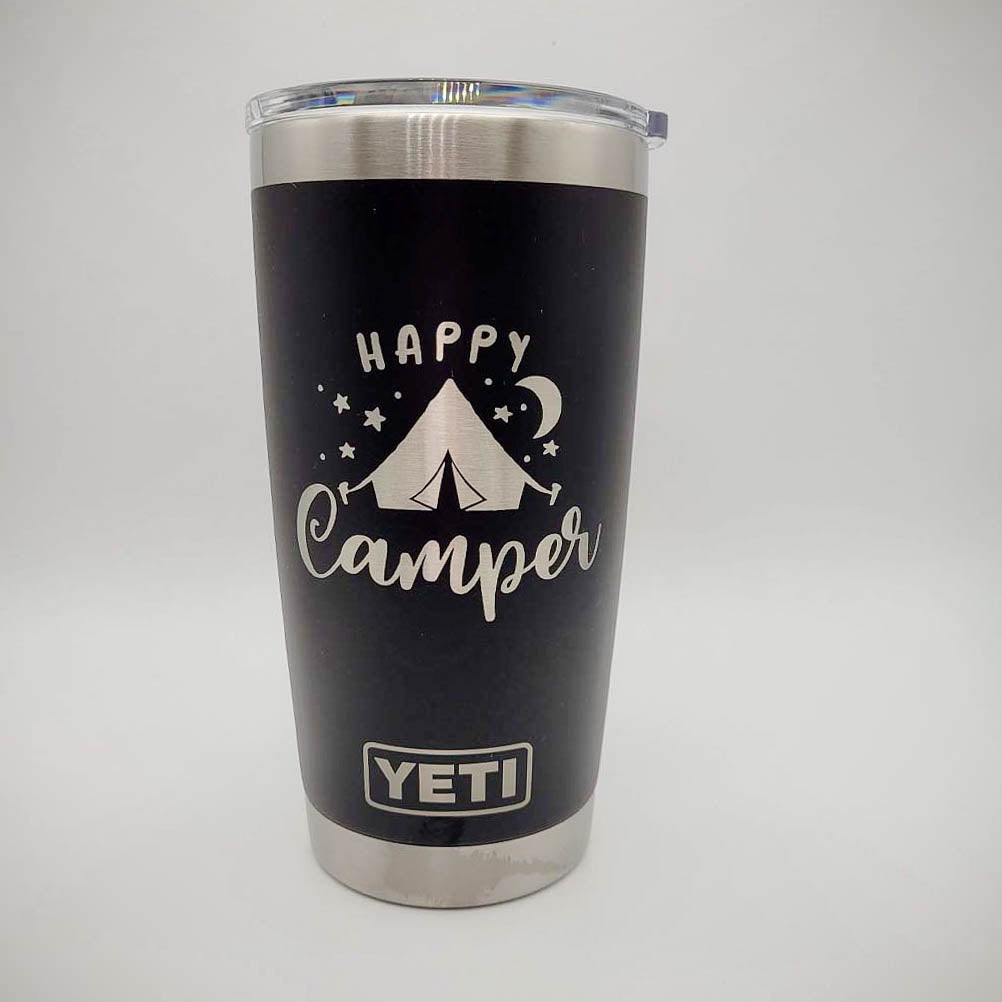 Happy Camper - Tent Camping - Engraved YETI Tumbler