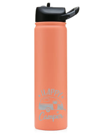 Happy Camper - RV Camping - Engraved SIC Water Bottle - Coral 27oz - Sunny Box