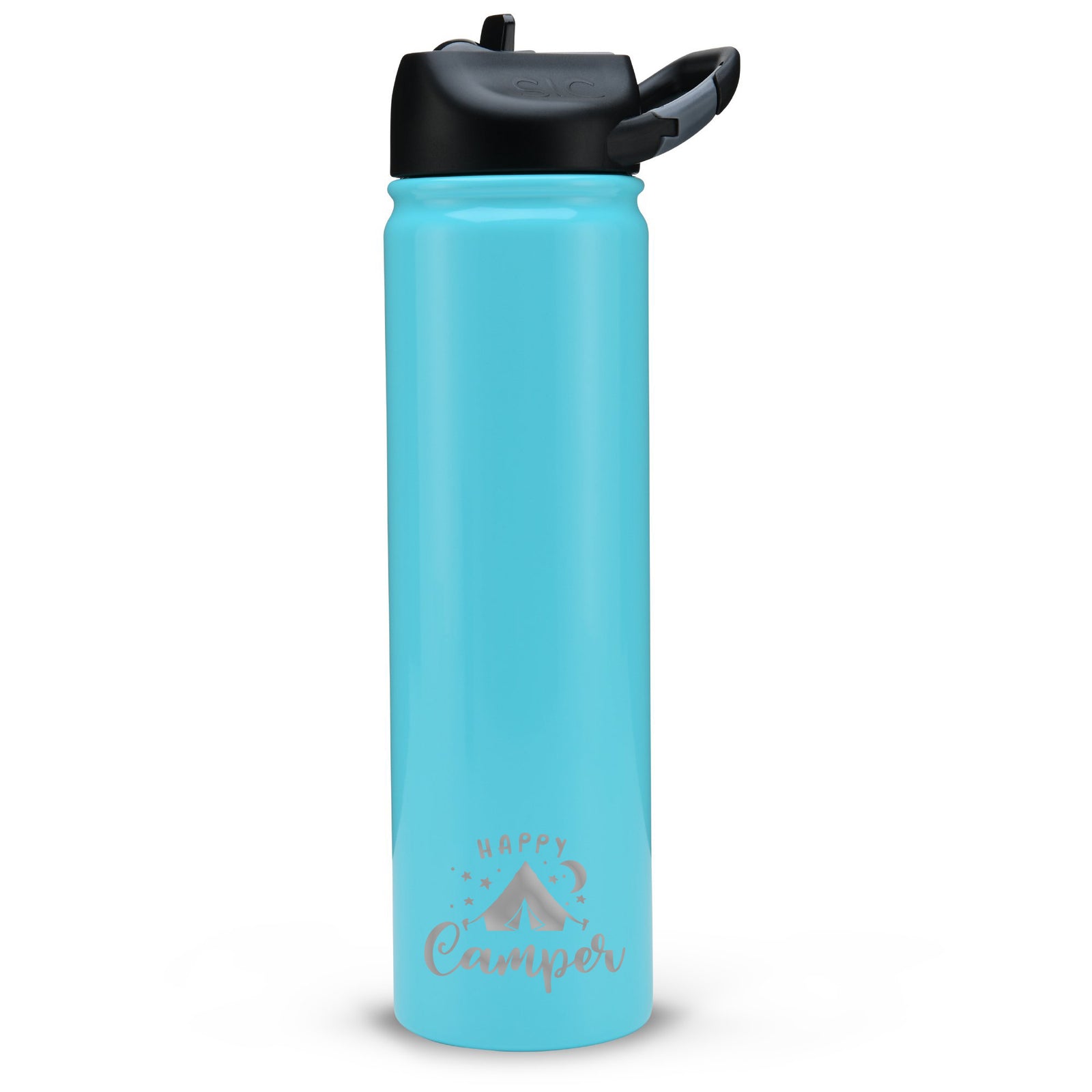 Happy Camper Tent Camping - Engraved SIC Water Bottle - Seafoam Blue 27oz- Sunny Box