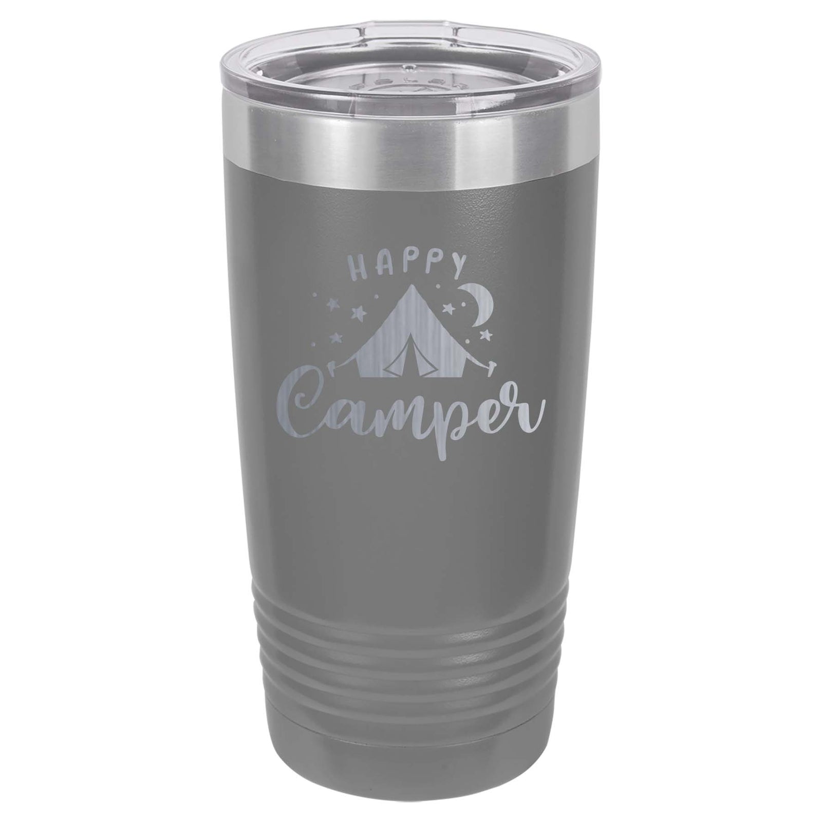 Happy Camper - Tent Camping - Engraved Polar Camel Tumbler