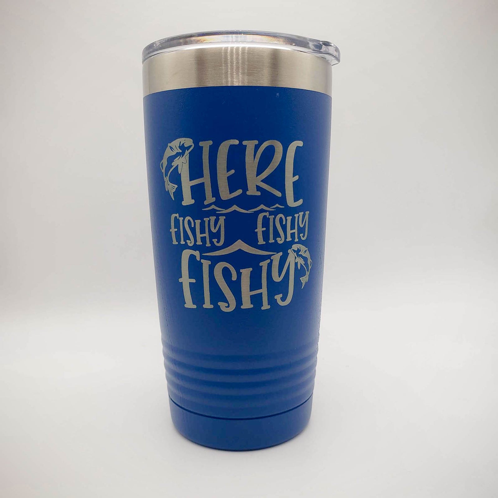 Here Fishy Fishy Engraved 20oz Blue Polar Camel Tumbler - Sunny Box