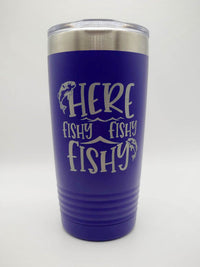 Here Fishy Fishy Engraved 20oz Purple Polar Camel Tumbler - Sunny Box