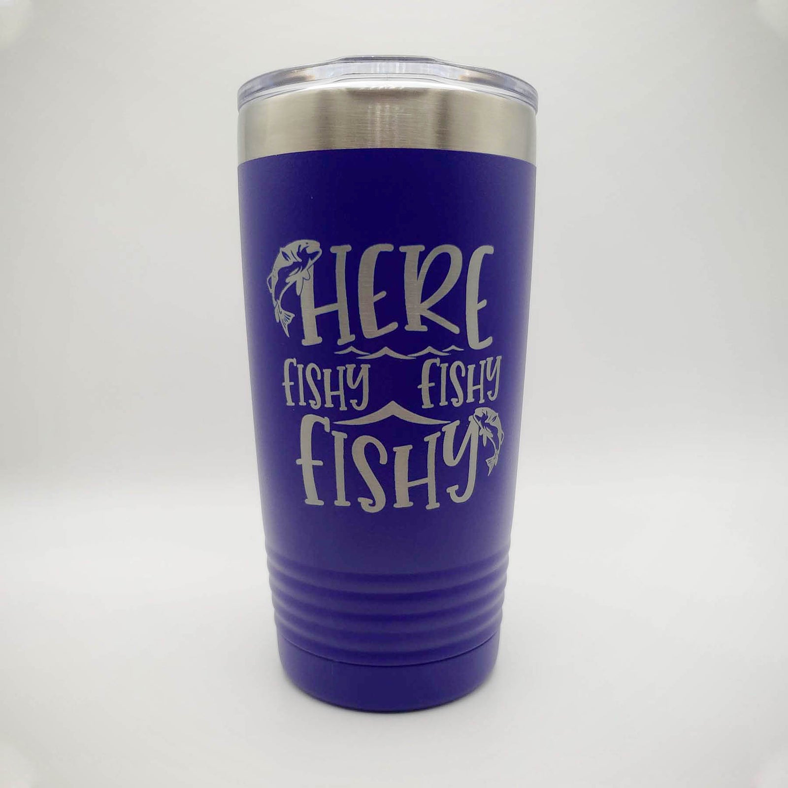 Here Fishy Fishy Engraved 20oz Purple Polar Camel Tumbler - Sunny Box