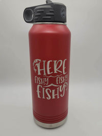 Here Fishy Fishy - Engraved 32oz Red Polar Camel Water Bottle Sunny Box