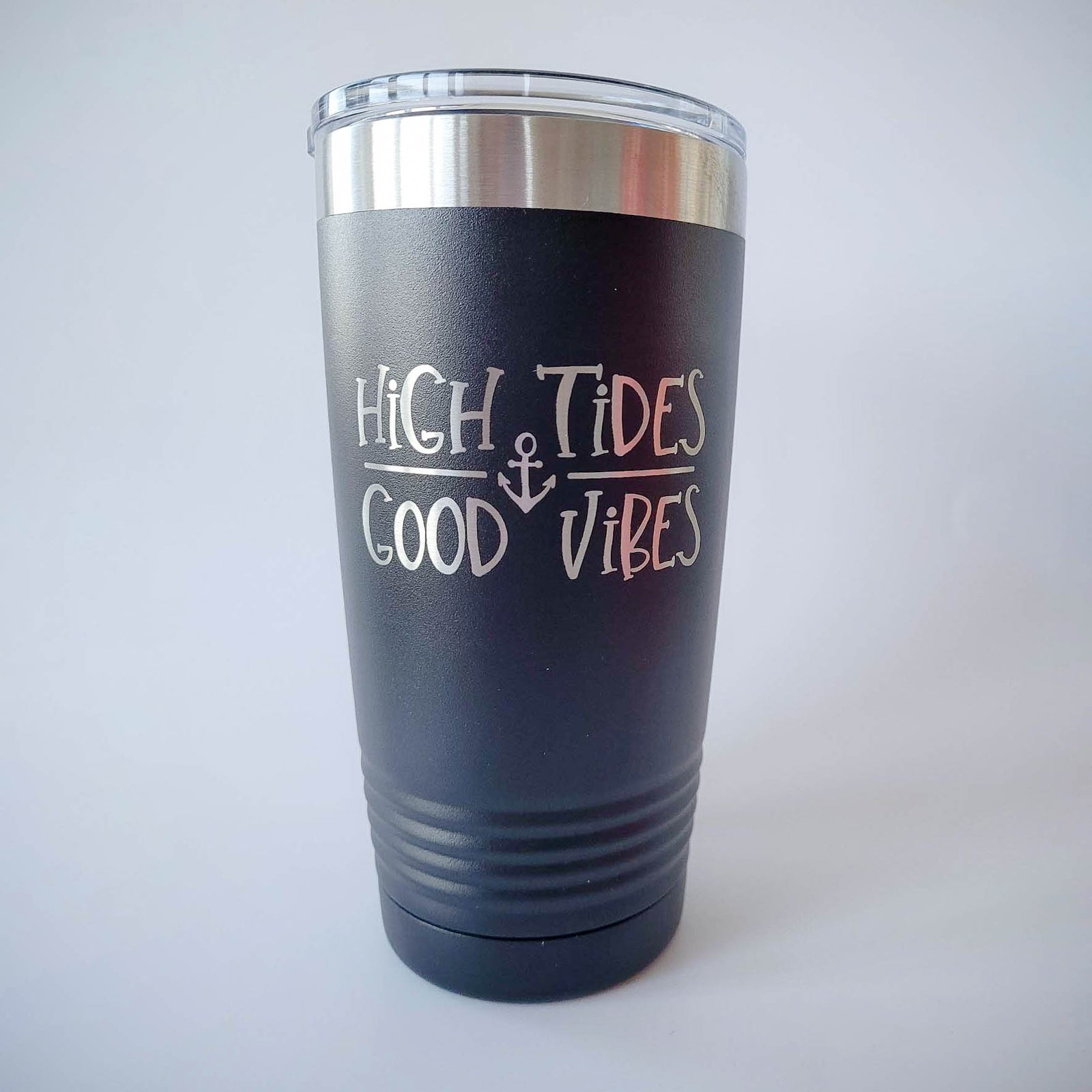 High Tides Good Vibes - Boating Engraved 20oz Black Polar Camel Sunny Box