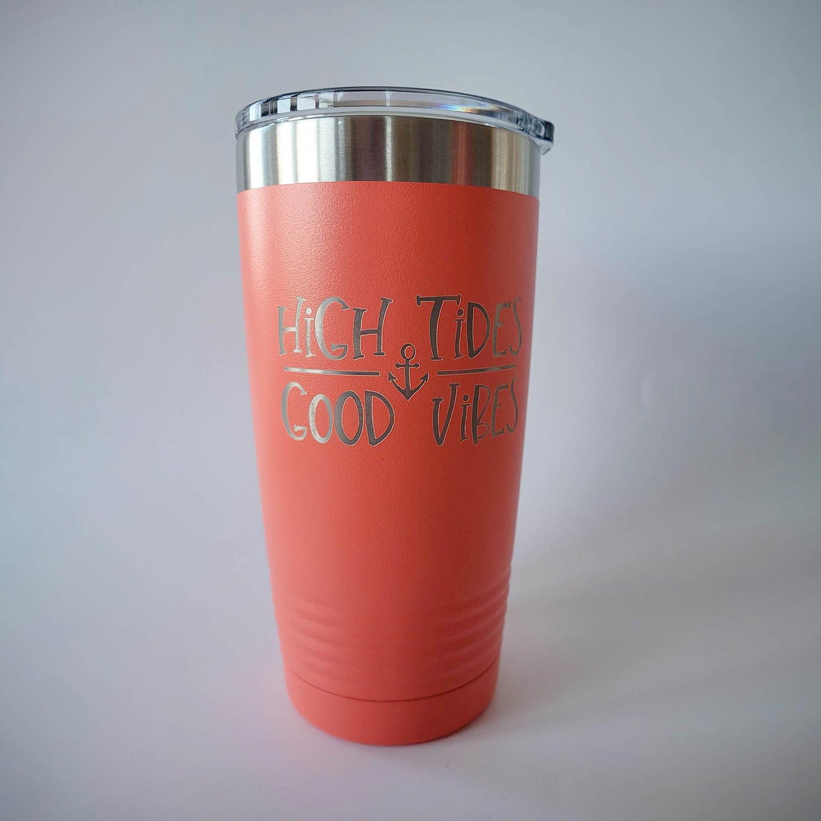 High Tides Good Vibes - Boating Engraved 20oz Coral Polar Camel Sunny Box