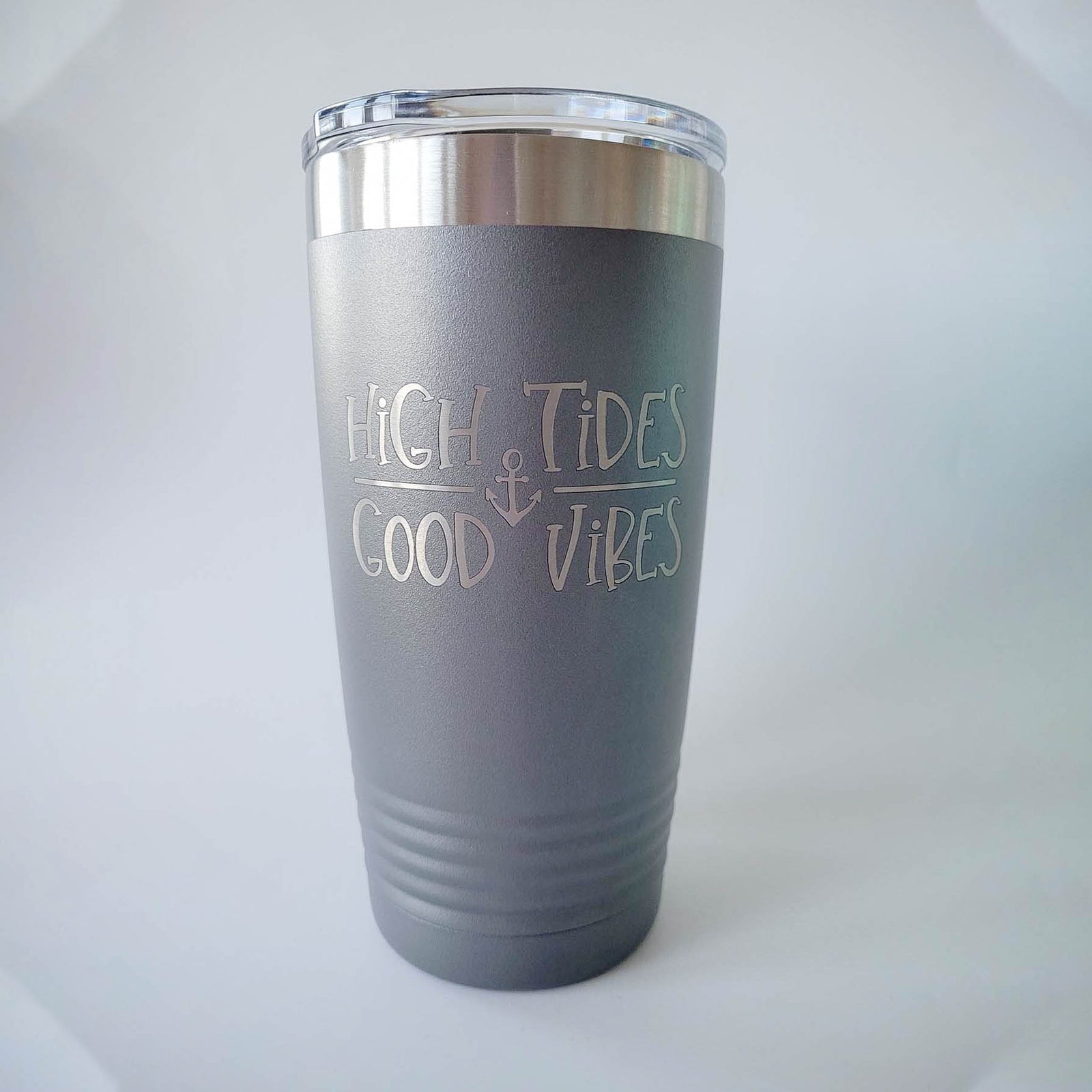 High Tides Good Vibes - Boating Engraved 20oz Gray Polar Camel Sunny Box