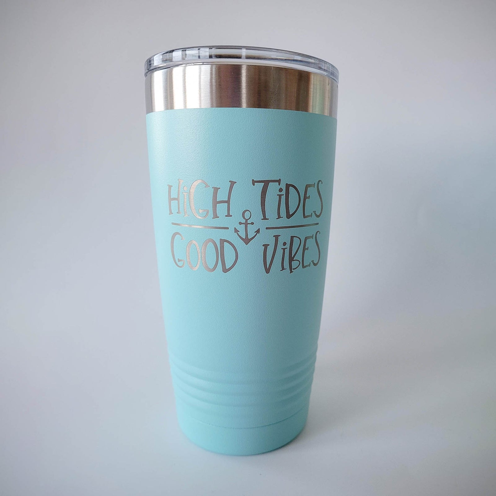 High Tides Good Vibes - Boating Engraved YETI Tumbler - Black / 20oz