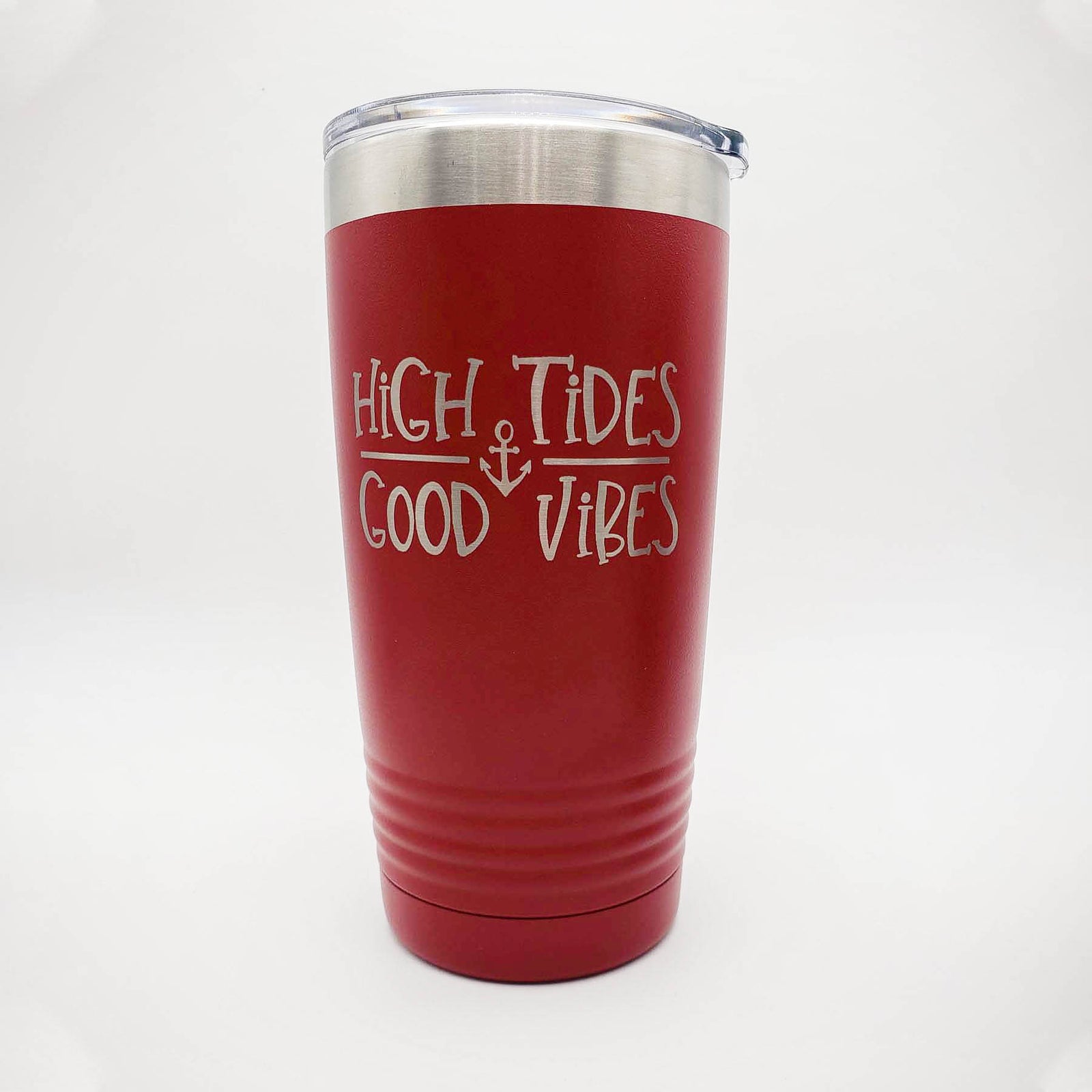 High Tides Good Vibes - Boating Engraved 20oz Red Polar Camel Sunny Box