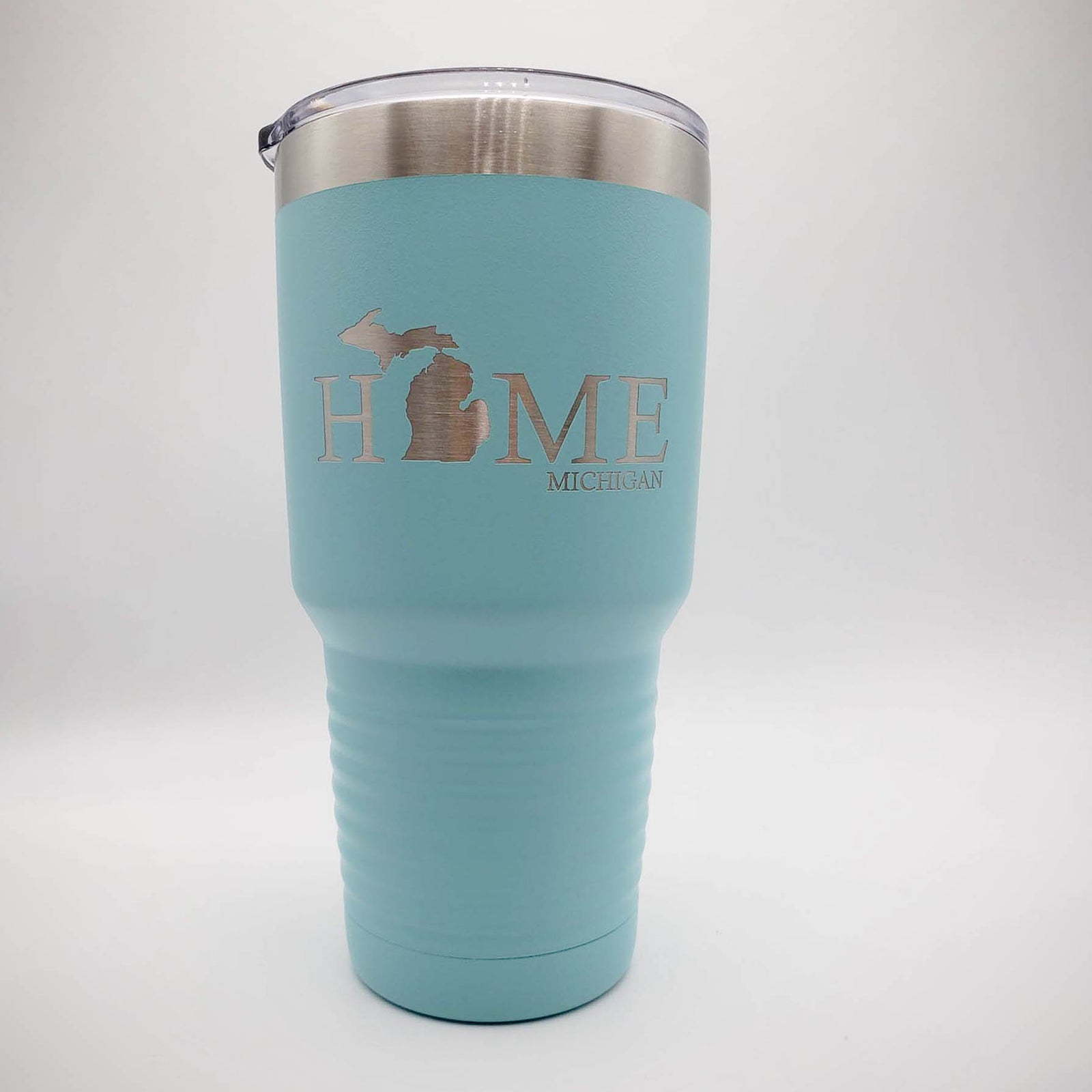 Michigan Home Engraved Polar Camel 30oz Teal Tumbler - Unsalted, Love Michigan, Yooper - Sunny Box