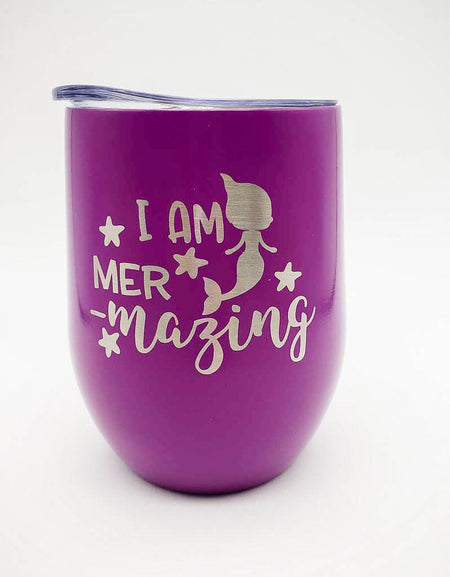 I Am Mermazing - Engraved 9oz Wine Tumbler - Sunny Box
