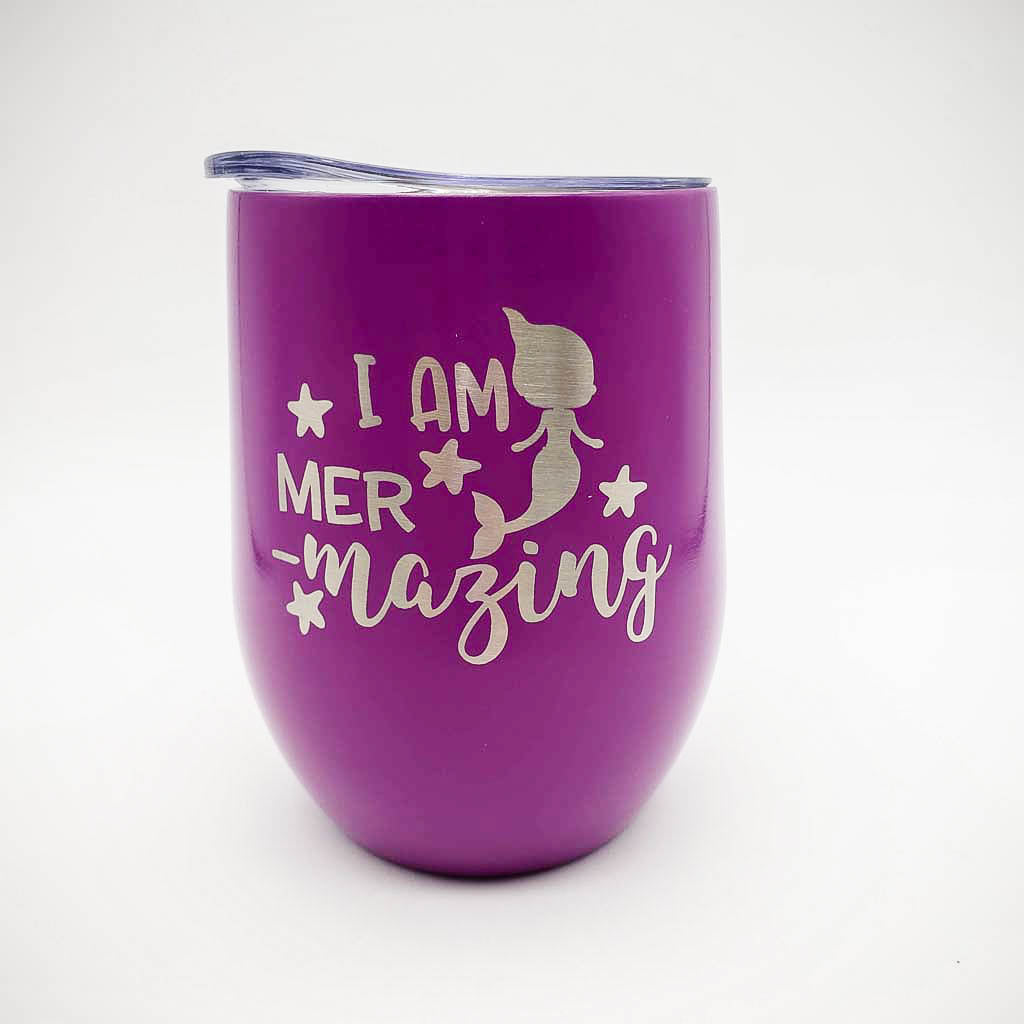 I Am Mermazing - Engraved 9oz Wine Tumbler - Sunny Box