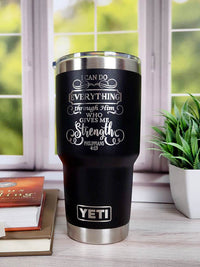 Custom Scripture Engraved Tumbler - Phil 4:13 I Can Do All Things
