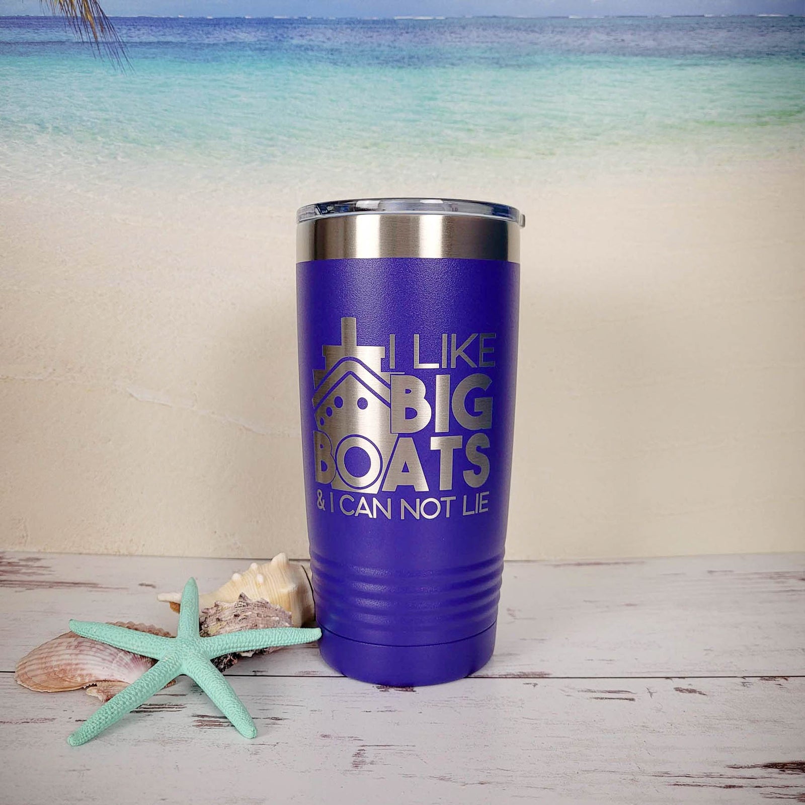 I Like Big Boats - Engraved 20oz Purple Polar Camel Tumbler Sunny BOx