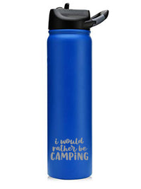 I Would Rather Be Camping - Engraved 27oz SIC Water Bottle - Blue Matte - Sunny Box