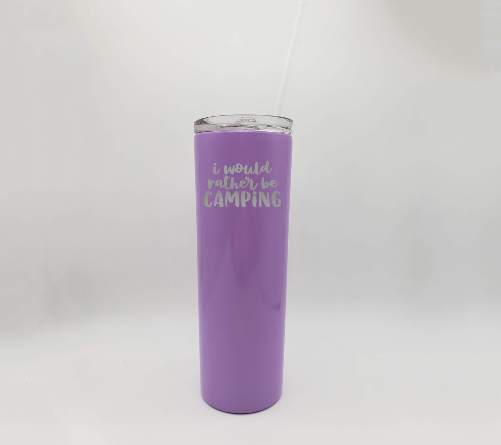 I Would Rather Be Camping - Engraved 20oz Skinny Tumbler - Purple - Sunny Box