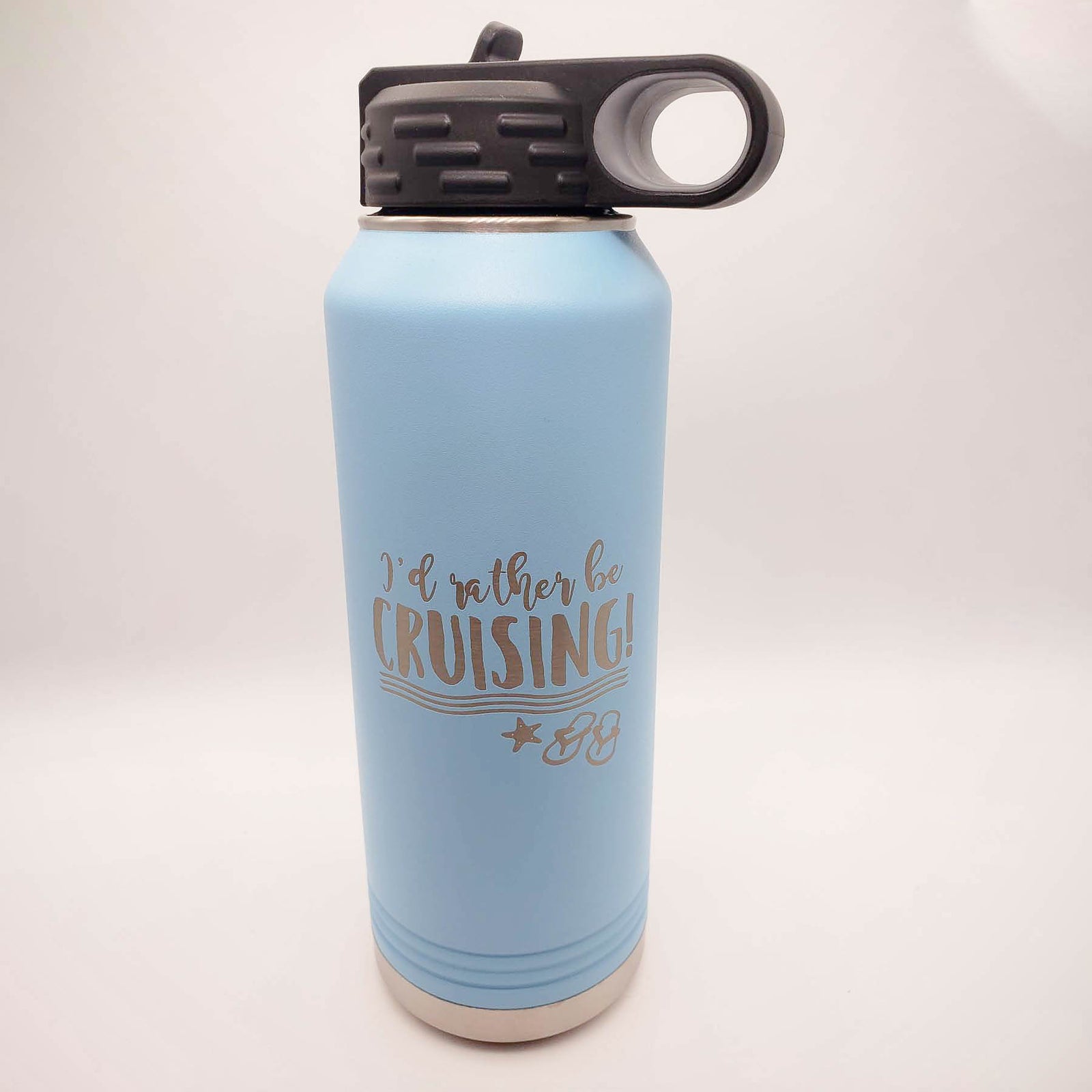 I'd Rather Be Cruising - Engraved 32oz Water Bottle Light Blue Polar Camel - Sunny Box