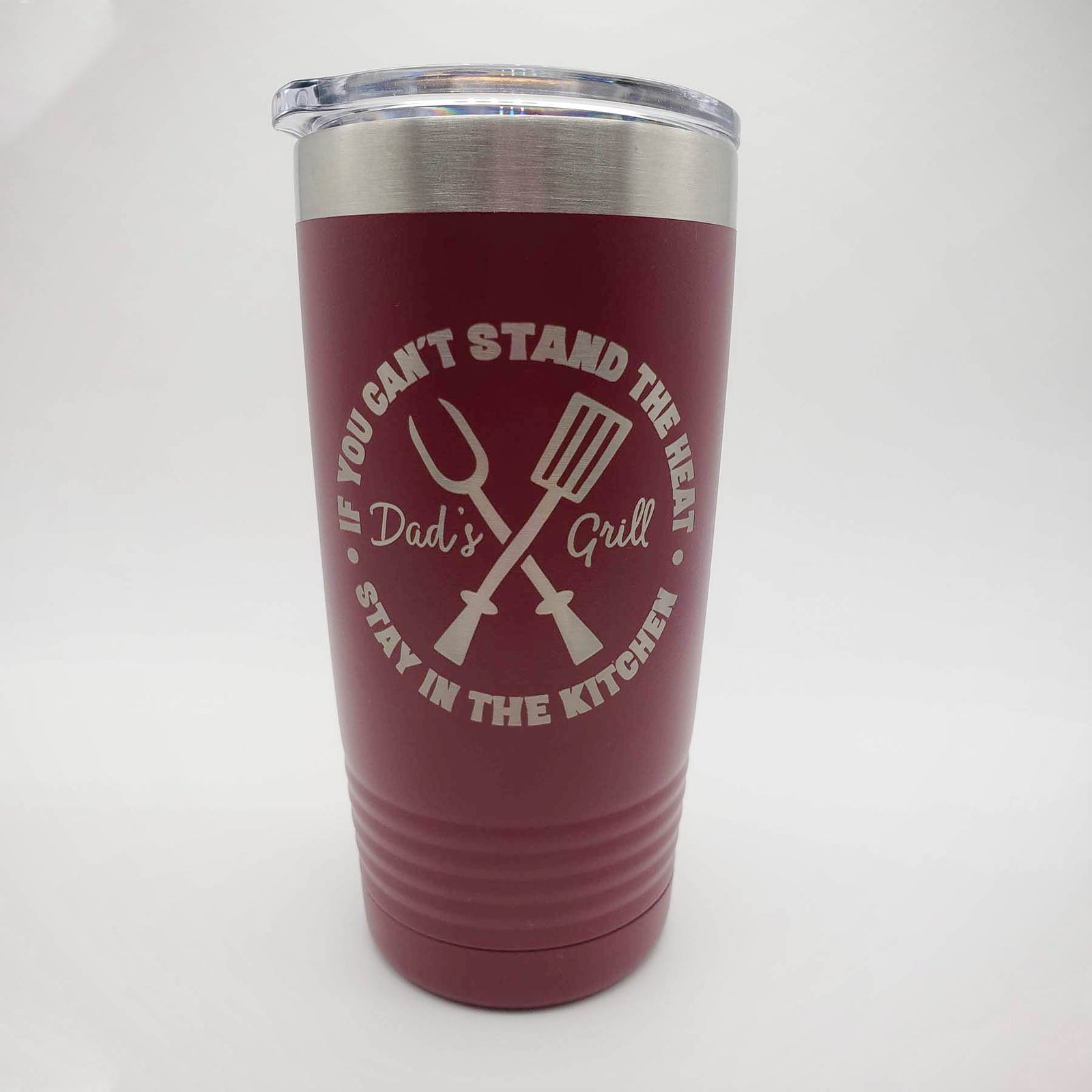 If You Can't Stand the Heat Dad's Grill - Engraved Polar Camel 20oz Maroon Tumbler - Sunny Box