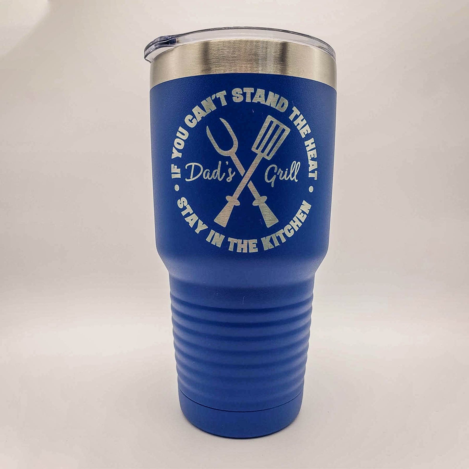 If You Can't Stand the Heat Dad's Grill - Engraved Polar Camel 30oz Blue Tumbler - Sunny Box