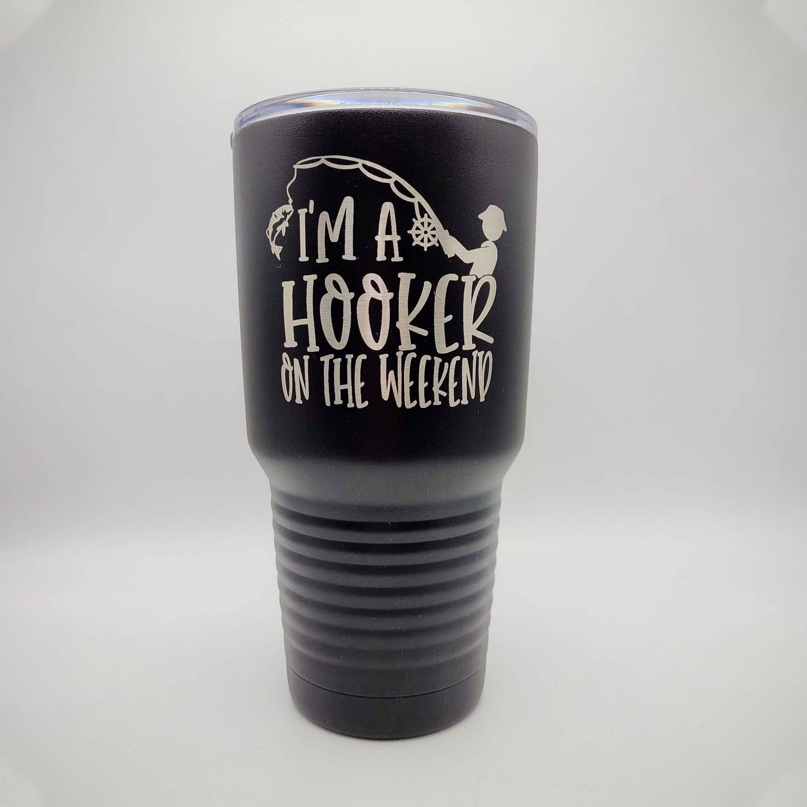 I'm a Hooker on the Weekend - Funny Fishing Engraved Polar Camel 30oz Black - Sunny Box