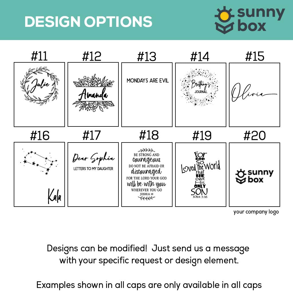 Personalized Engraved Journal Design Options