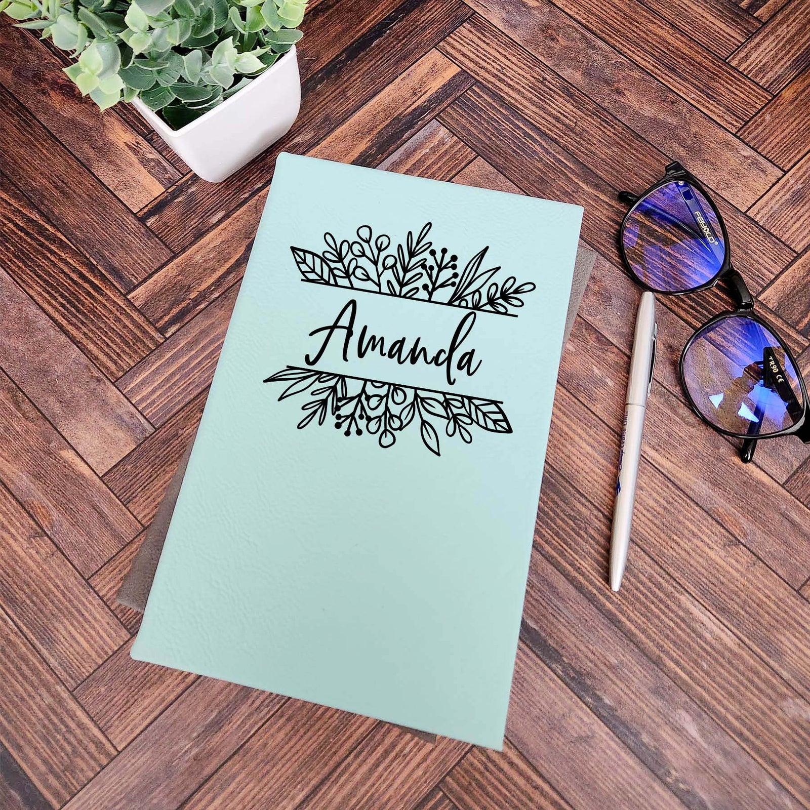 Personalized Engraved Journal Teal by Sunny Box