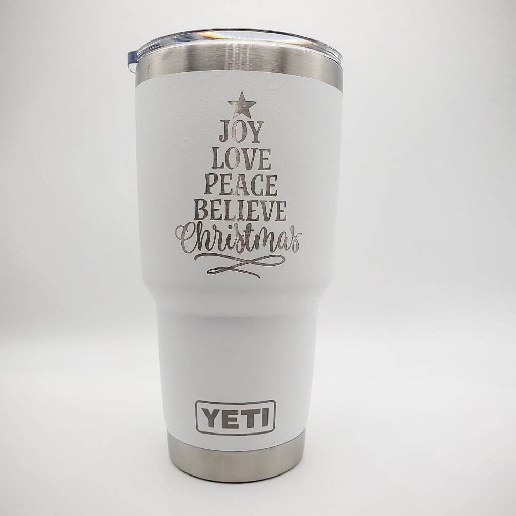 Joy Love Peace Believe - Christmas Engraved YETI Tumbler