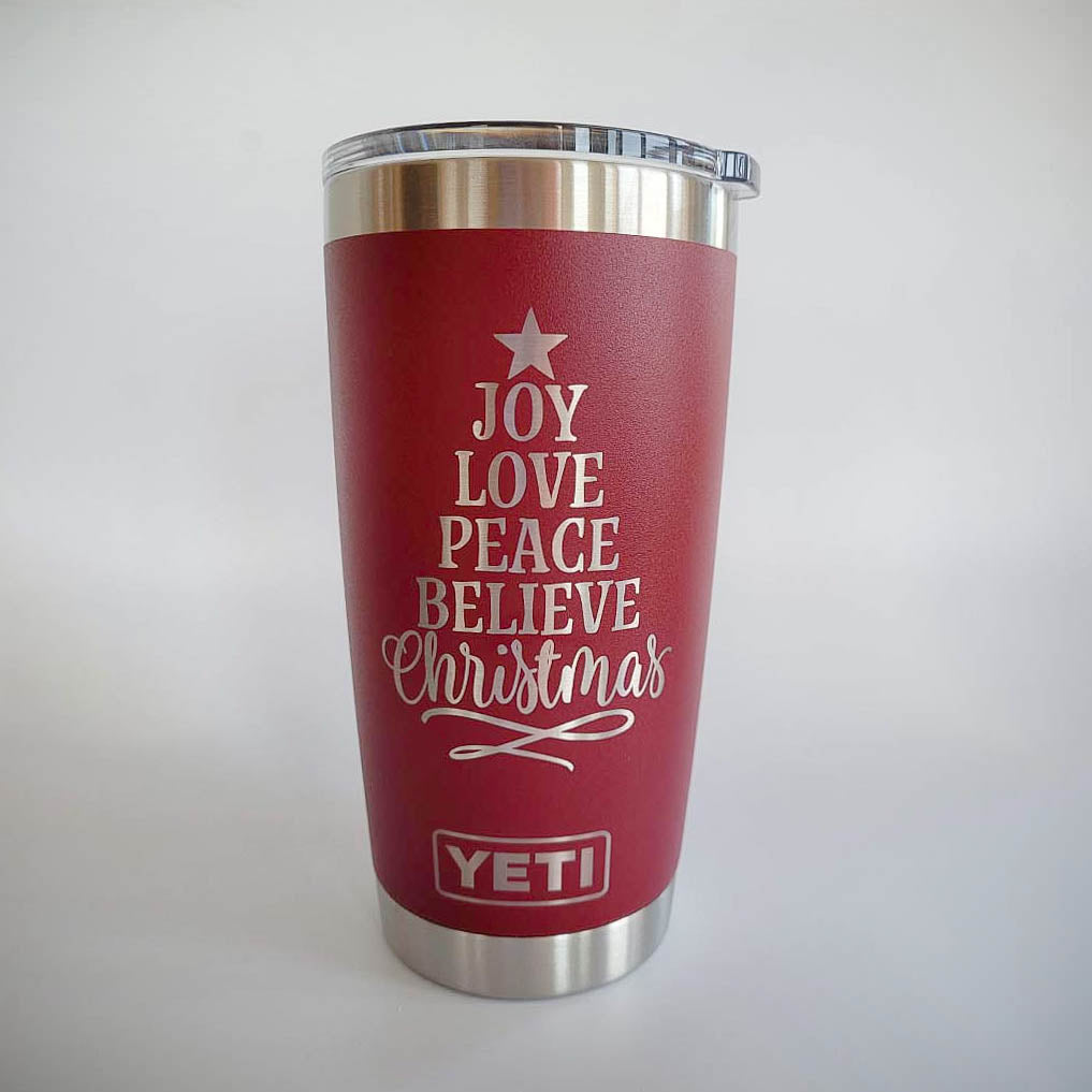 Joy Love Peace Believe - Christmas Engraved YETI Tumbler