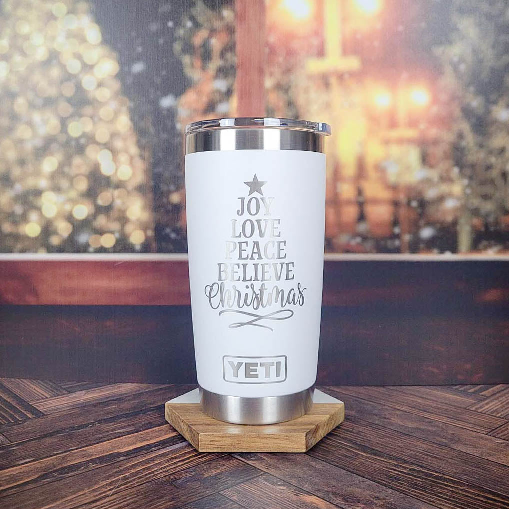 Joy Love Peace Believe - Christmas Engraved YETI Tumbler