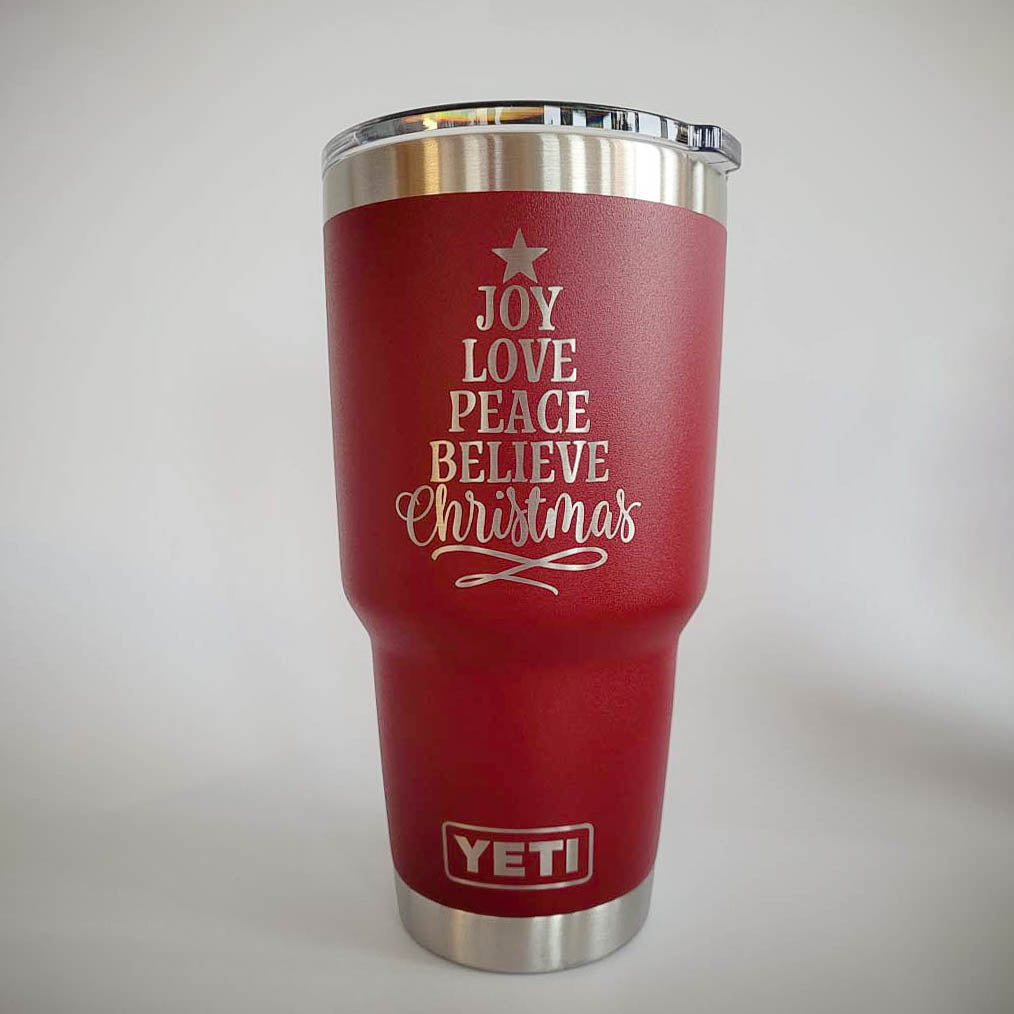 Joy Love Peace Believe - Christmas Engraved YETI Tumbler