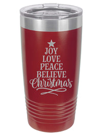Joy Love Peace Believe Christmas - Engraved Polar Camel Tumbler
