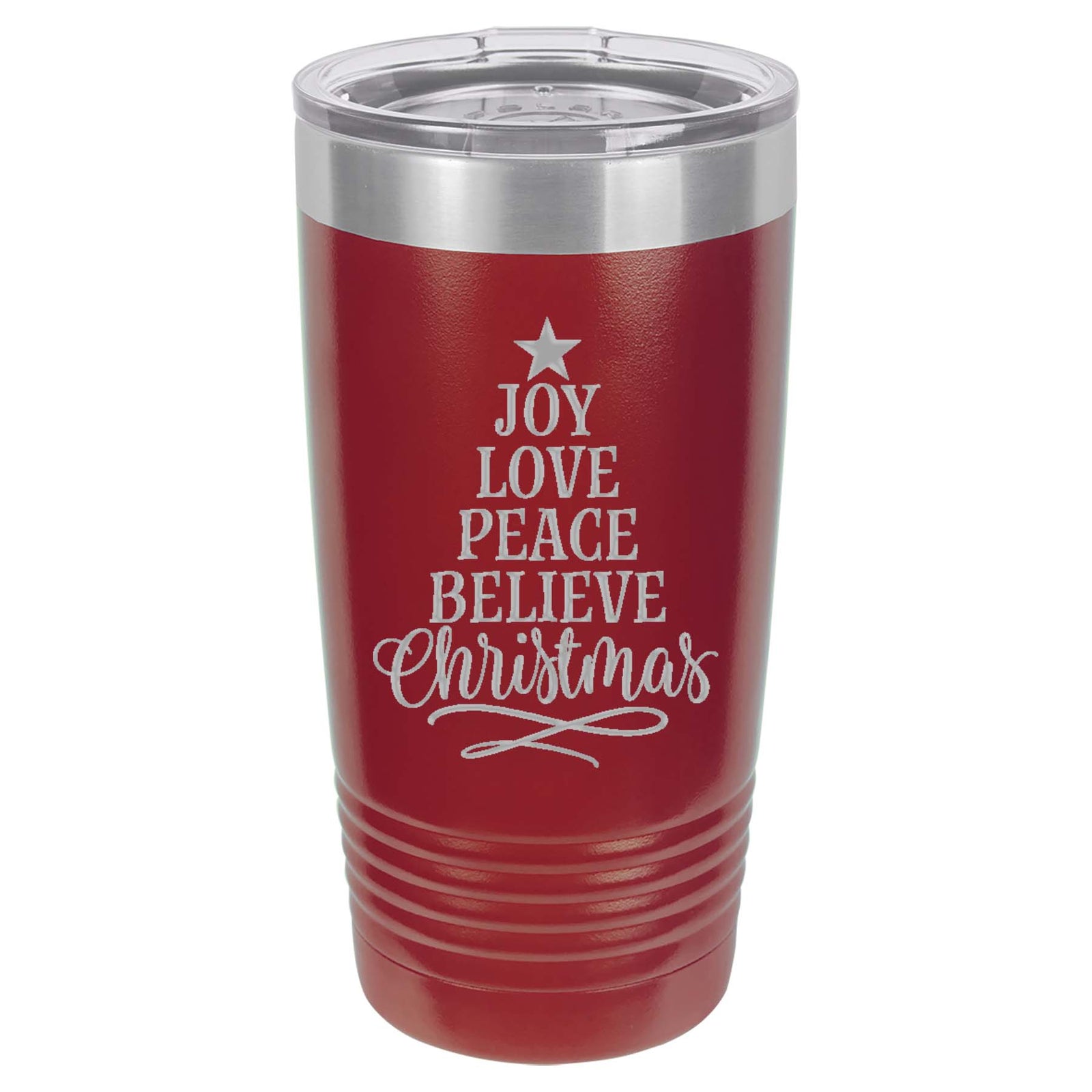 Joy Love Peace Believe Christmas - Engraved Polar Camel Tumbler