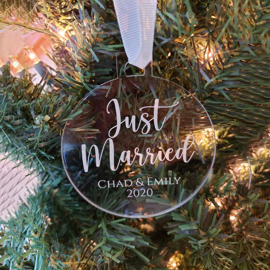 Just Married - Personalized Engraved Acrylic Ornament Sunny Box