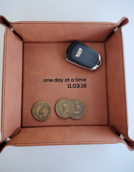 One Day At A Time Leather Catch All Valet tray - Sunny Box