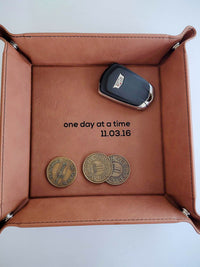 One Day At A Time Leather Catch All Valet tray - Sunny Box
