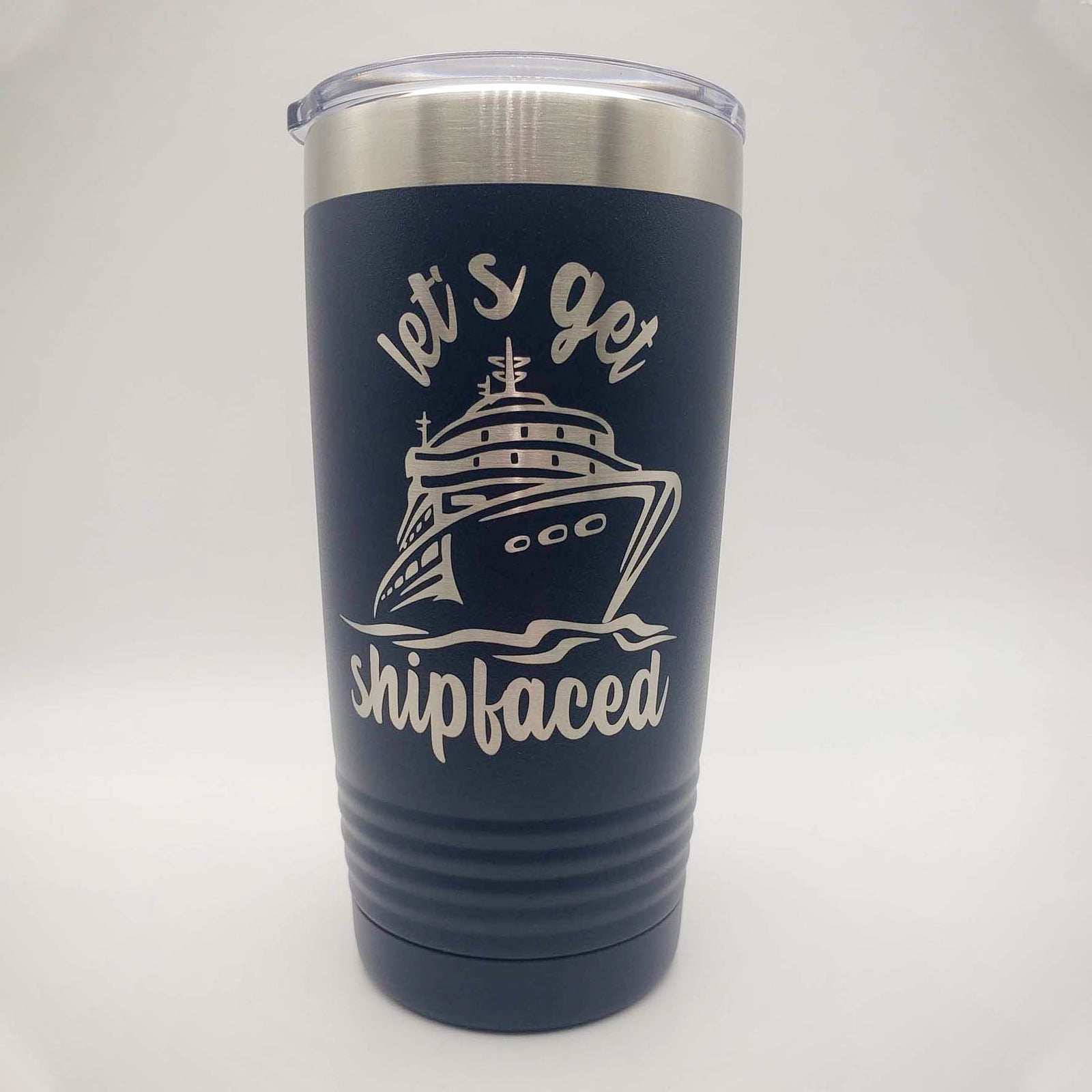 Let's Get Shipfaced - Engraved 20oz navy polar camel tumbler Sunny Box