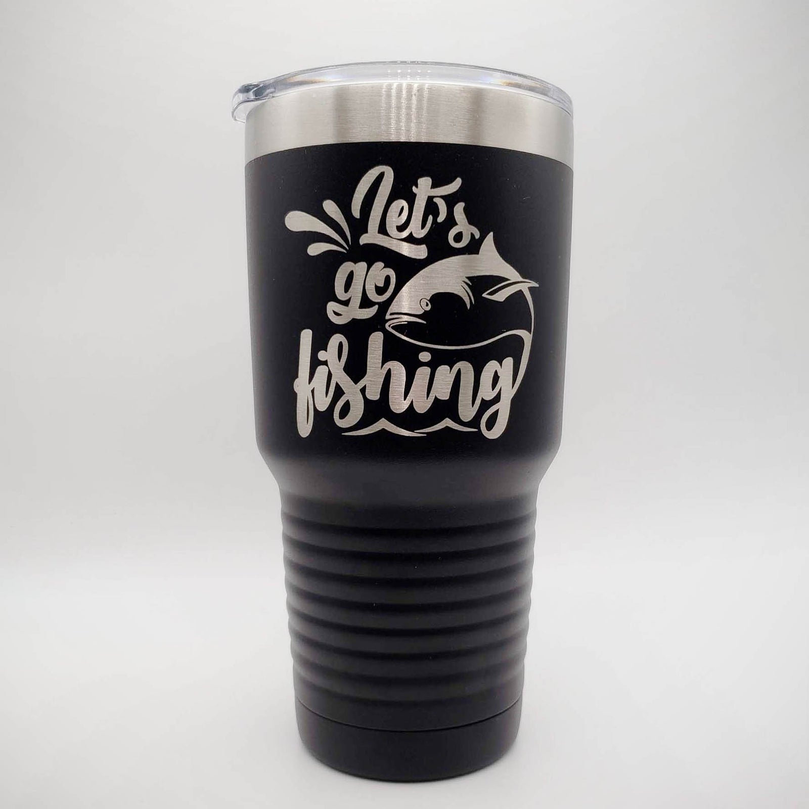 Let's Go Fishing - Engraved Polar Camel 30oz Black Sunny Box