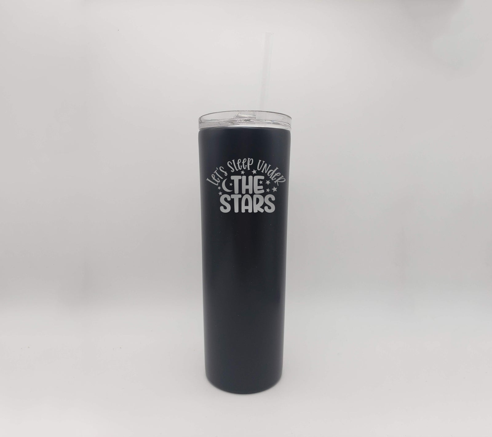 Let's Sleep Under the Stars - Engraved 20oz Skinny Tumbler - Black - Sunny Box
