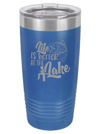 Life is Better at the Lake Fishing - Engraved Polar Camel Tumbler - 20oz Blue - Creatively Crowned Engraving