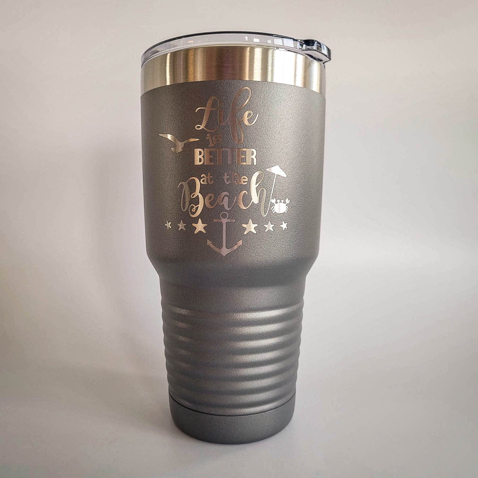 Life is Better at the Beach Engraved 30oz Dark Gray Polar Camel Tumbler - Sunny Box