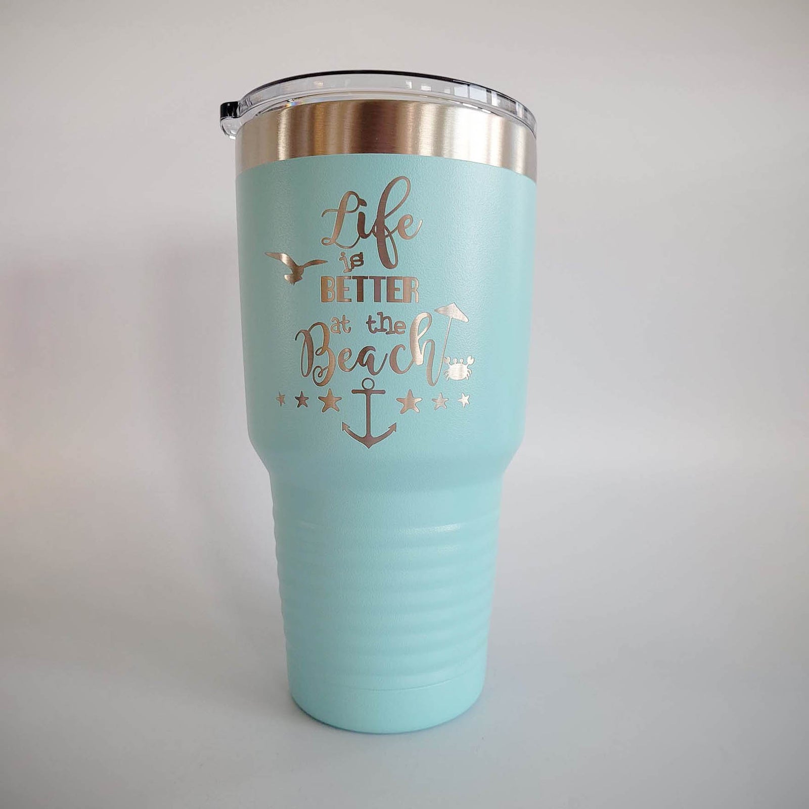 Life is Better at the Beach Engraved 30oz Teal Polar Camel Tumbler - Sunny Box