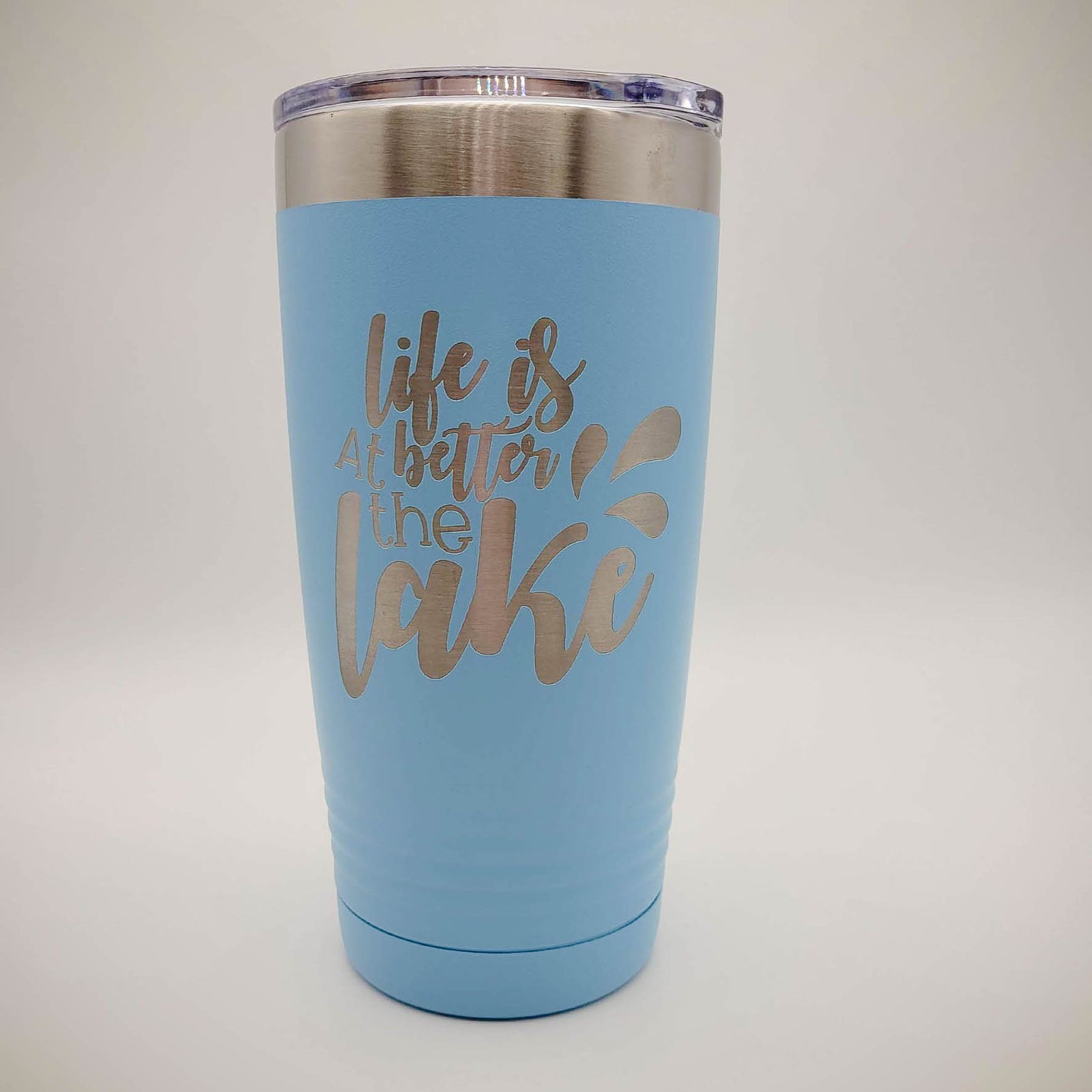 Life is Better at the Lake - Engraved Polar Camel Tumbler - 20oz Light Blue - Sunny Box