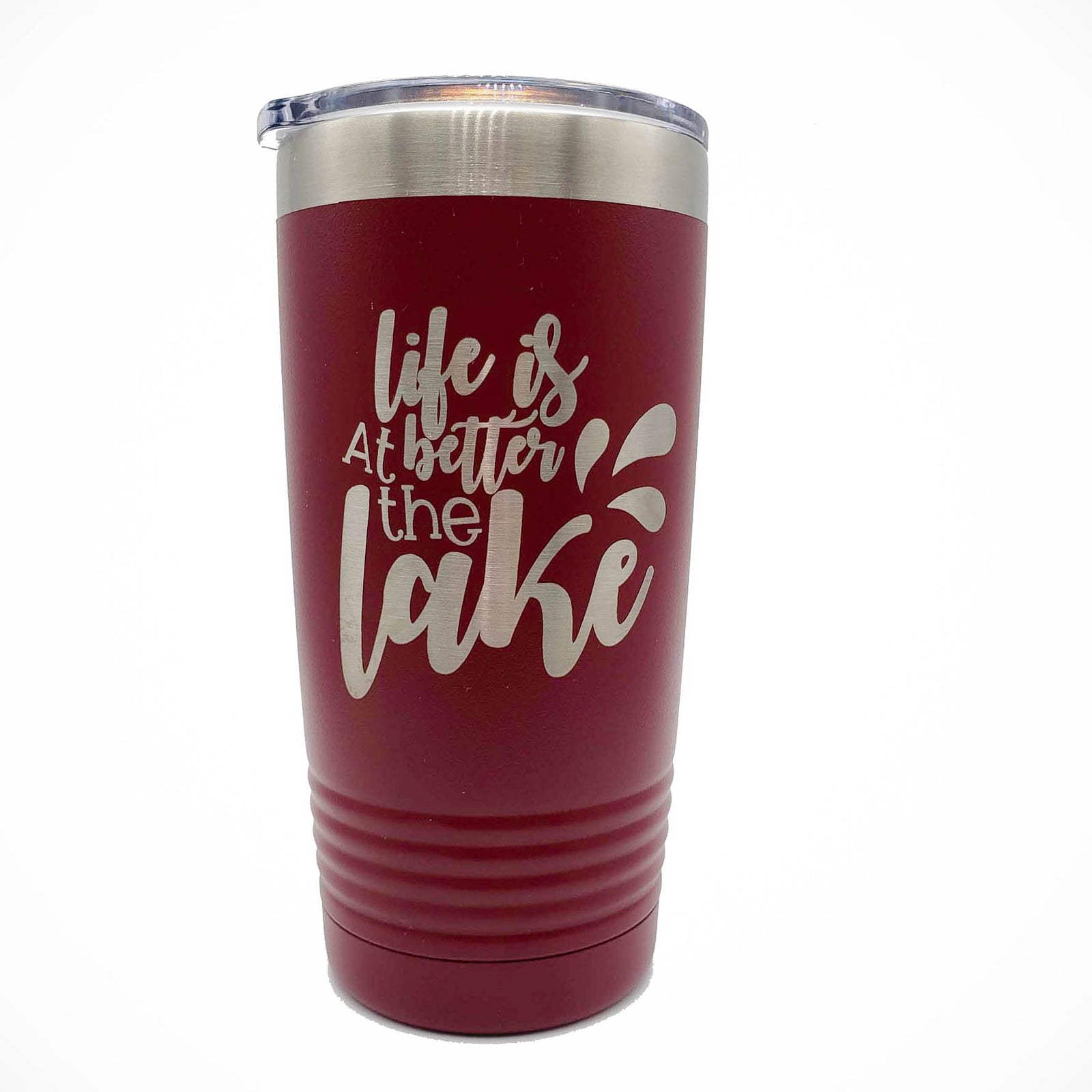 Life is Better at the Lake Engraved 20oz Maroon Polar Camel Tumbler Sunny Box