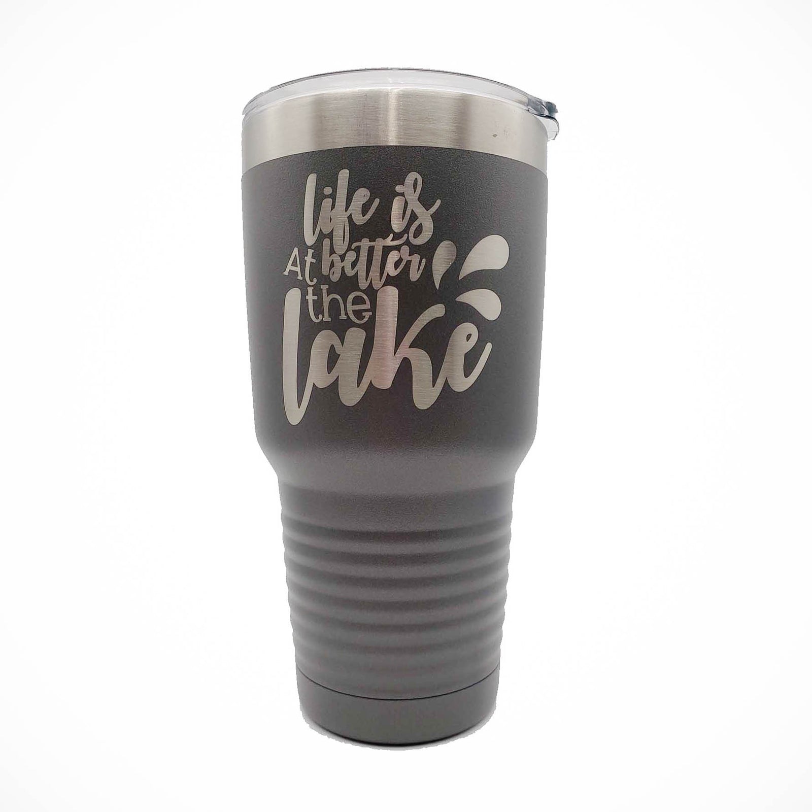 Life is Better at the Lake Engraved 30oz Dark Grey Polar Camel Tumbler  Sunny Box