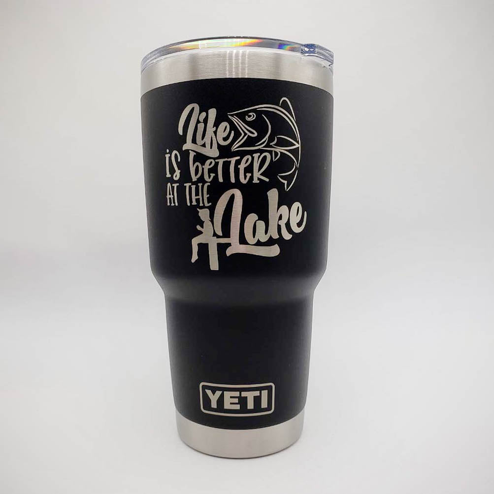Life is Better at the Lake - Fisherman Engraved YETI Tumbler