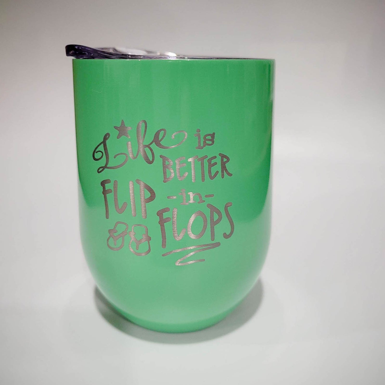 Life is Better in Flip Flops - Engraved 9oz Wine Tumbler by Sunny Box