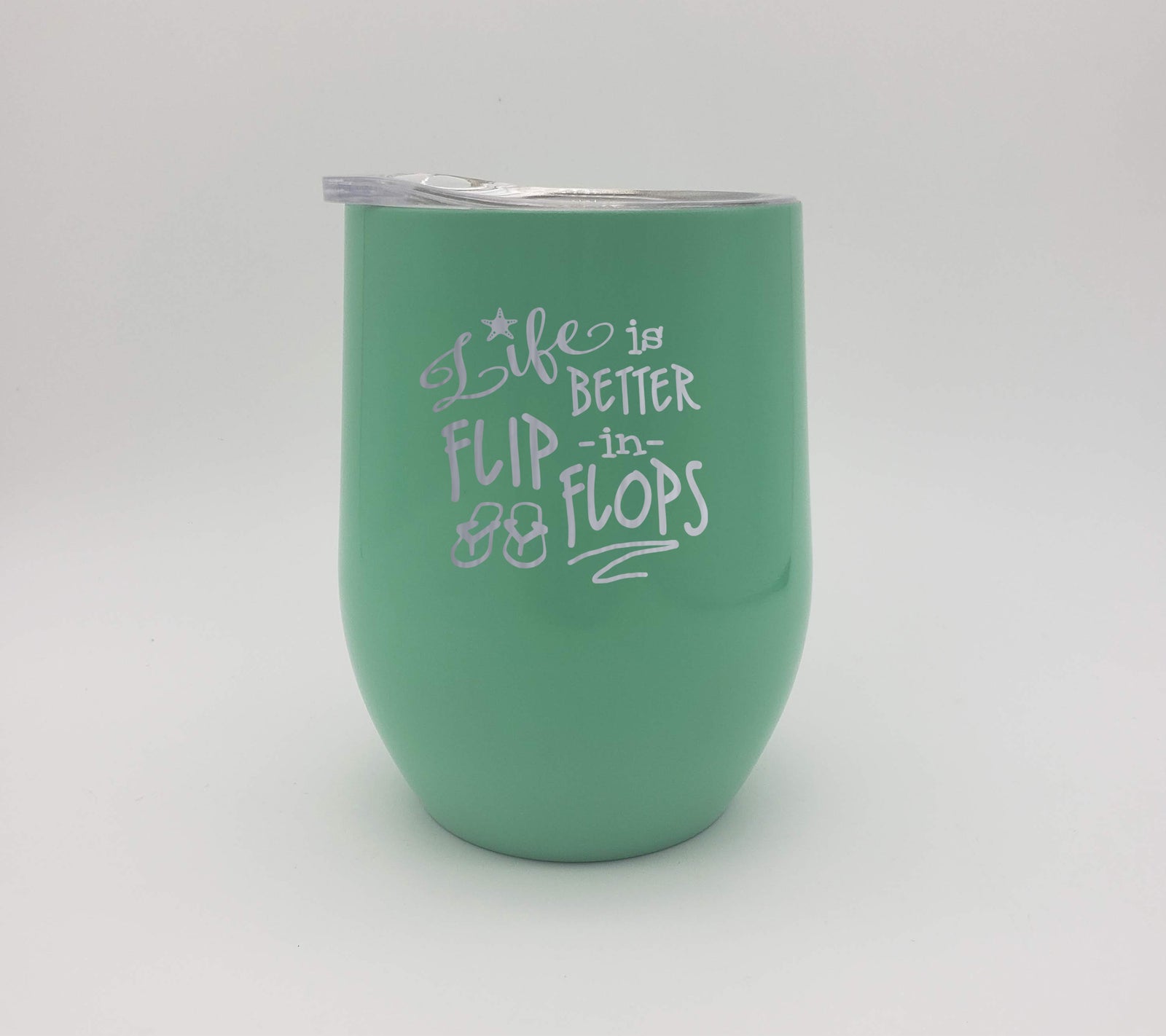 Life is Better in Flip Flops Engraved 9oz Turquoise Wine Tumbler - Sunny Box