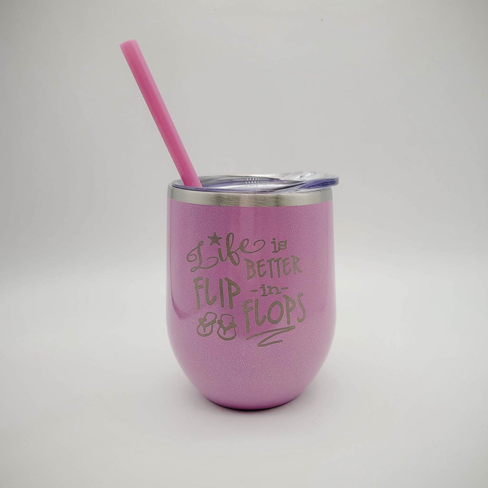 Life is Better in Flip Flops - Engraved 12oz Wine Tumbler