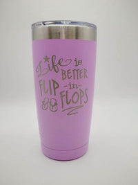 Life is Better in Flip Flops - Engraved 20oz Light Purple Polar Camel Tumbler - Sunny Box