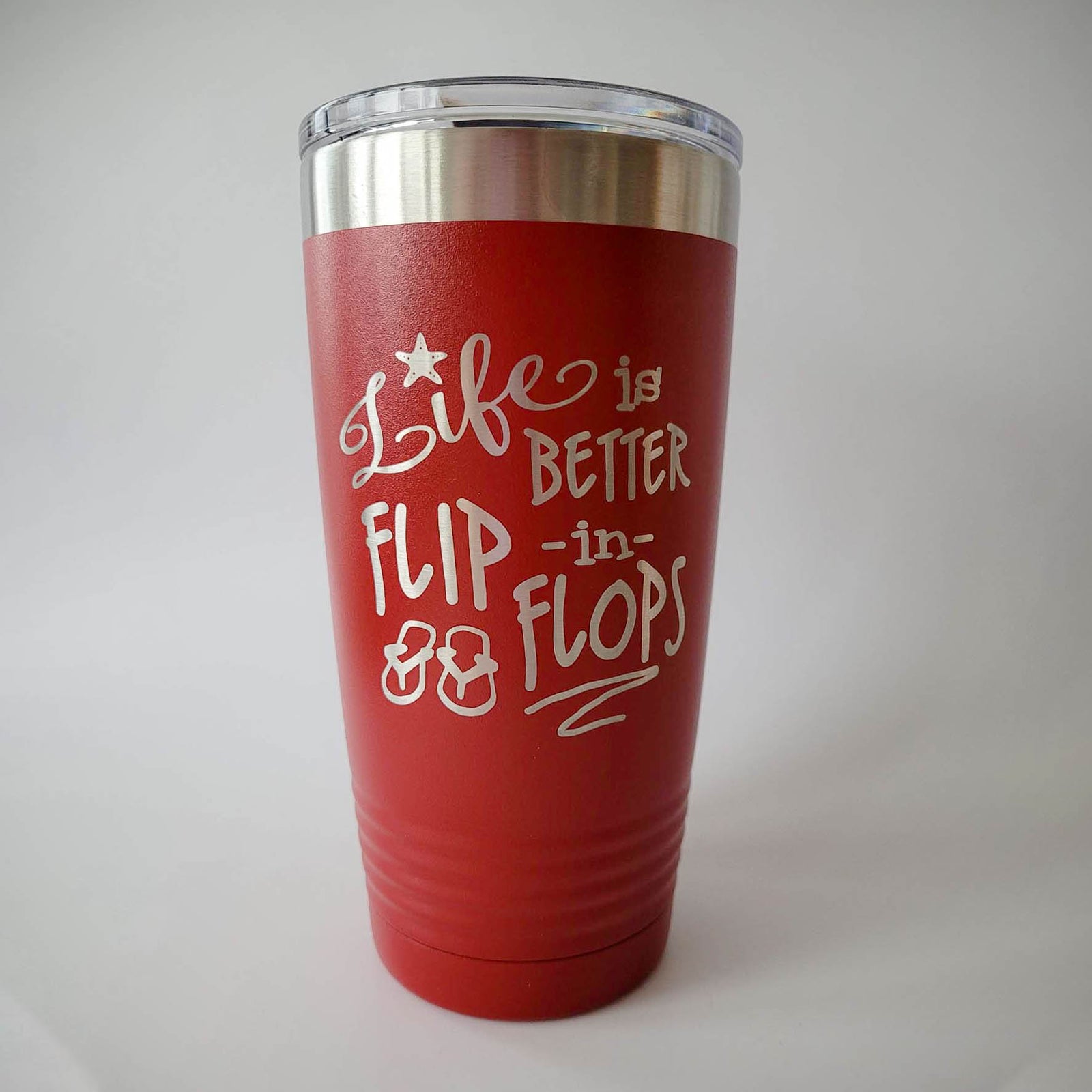 Life is Better in Flip Flops - Engraved Polar Camel 20oz Red Tumbler - Sunny Box